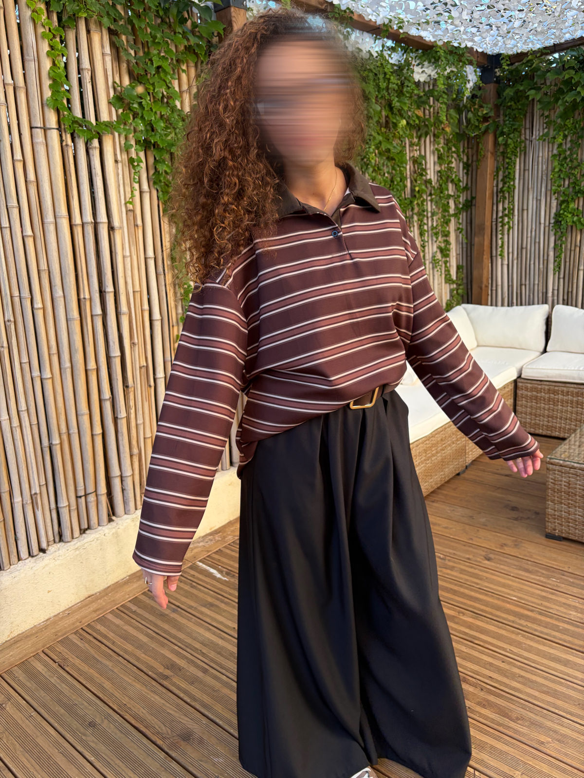 Polo rayé Selma marron