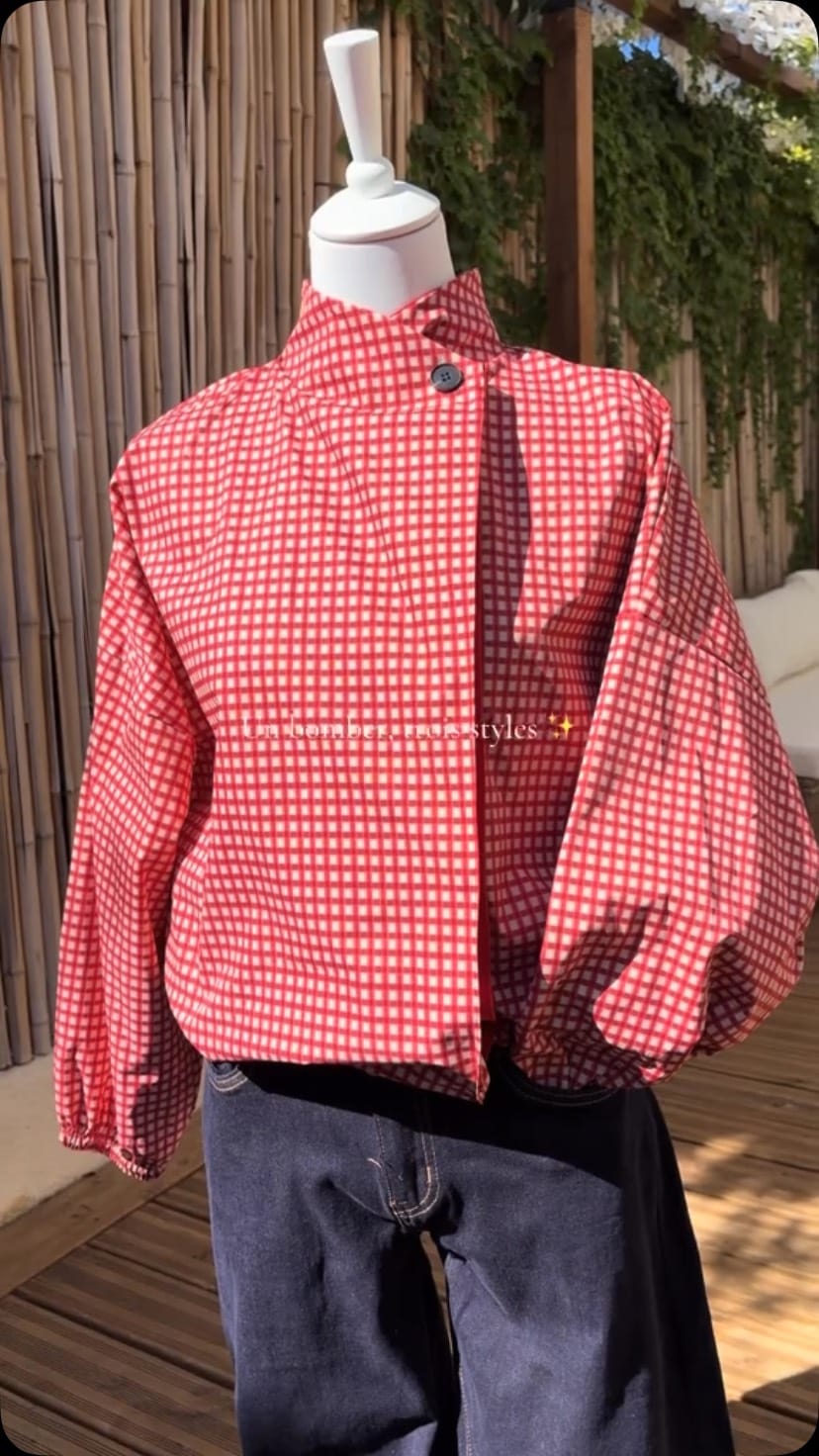 Bombers à carreaux vichy rouge