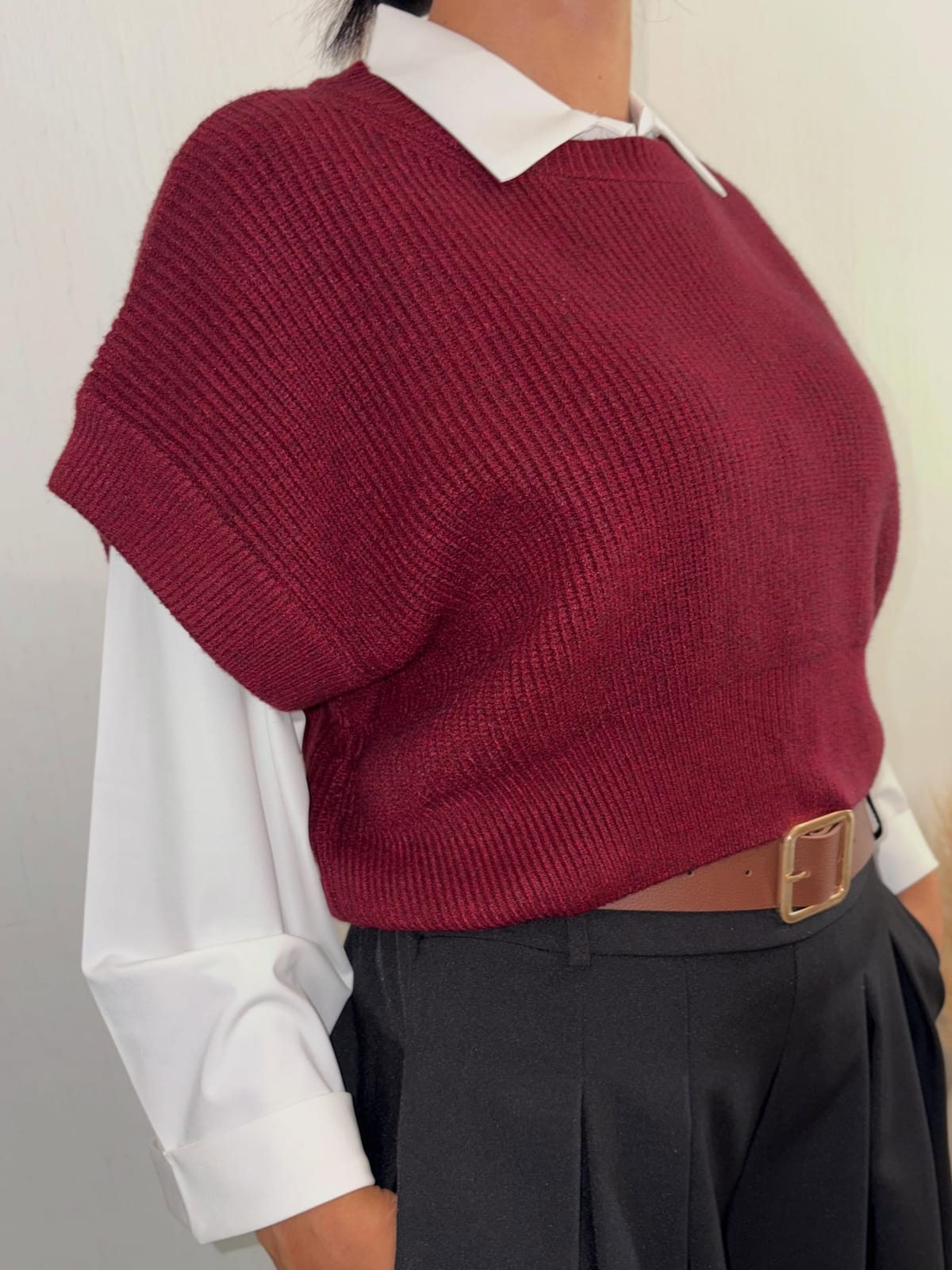 Pull Luna sans manches bordeaux